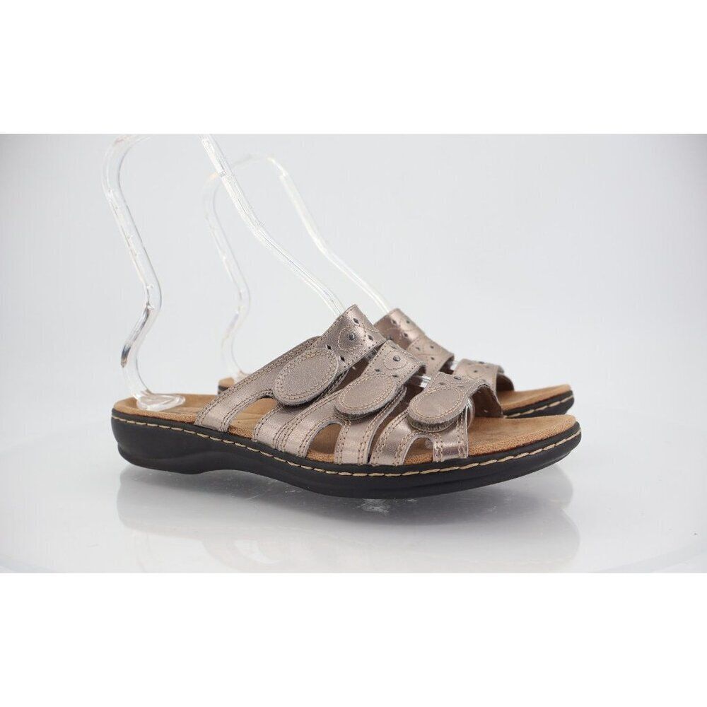 Clarks Womens Leisa Cacti Sandal Size 11 M Bronze Leather Slide Adjustable Shoe